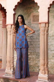 Sindh Ajrakh Set Neel