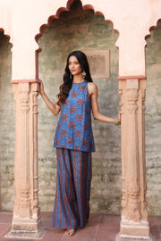 Sindh Ajrakh Set Neel