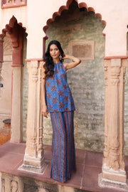 Sindh Ajrakh Set Neel