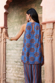 Sindh Ajrakh Set Neel