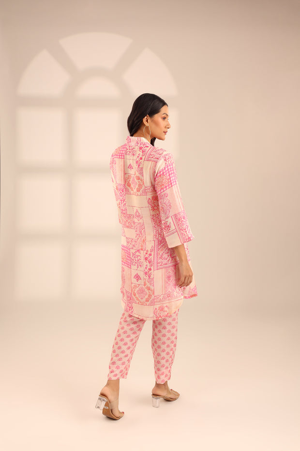 PINK ROSE BAGH EMBROIDERED SET