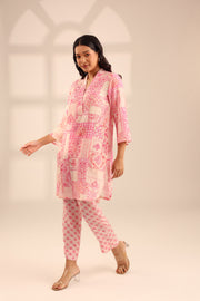 PINK ROSE BAGH EMBROIDERED SET
