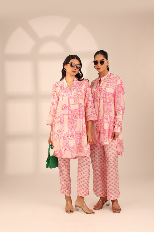 PINK ROSE BAGH FLOW SET