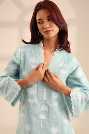 LINEN DAISY SET AQUA BLUE