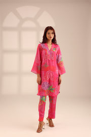 FLORAL POP EMBROIDERED SET - FUCHSIA