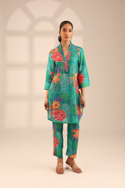 FLORAL POP EMBROIDERED SET - EMERALD