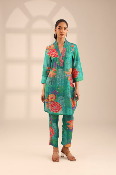 FLORAL POP EMBROIDERED SET - EMERALD