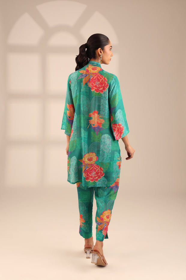 FLORAL POP EMBROIDERED SET - EMERALD