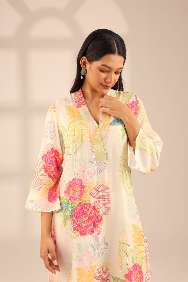 FLORAL POP EMBROIDERED SET - IVORY