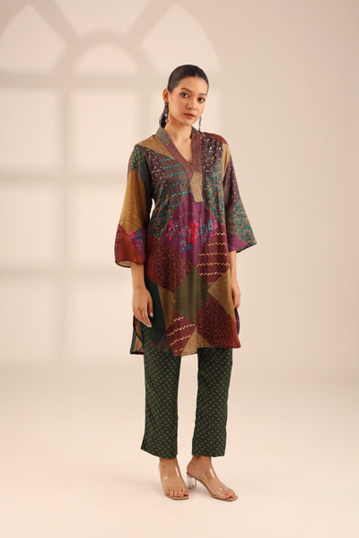 MIDNIGHT BLOOM EMBROIDERED SET - FOREST