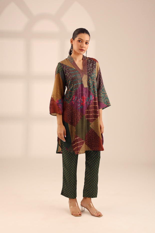 MIDNIGHT BLOOM EMBROIDERED SET - FOREST