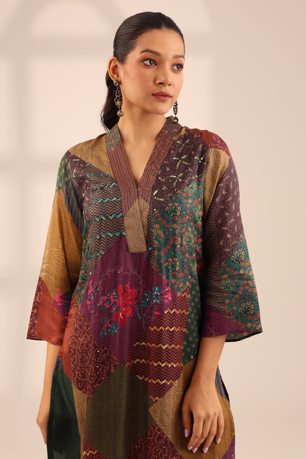 MIDNIGHT BLOOM EMBROIDERED SET - FOREST
