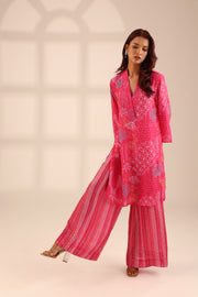 BANDHINI JHILMIL EMBROIDERED SET - RANI PINK