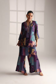 MIDNIGHT BLOOM EMBROIDERED SET - JAMUN