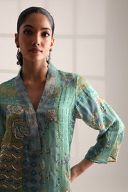 MIDNIGHT BLOOM EMBROIDERED TURQOUISE