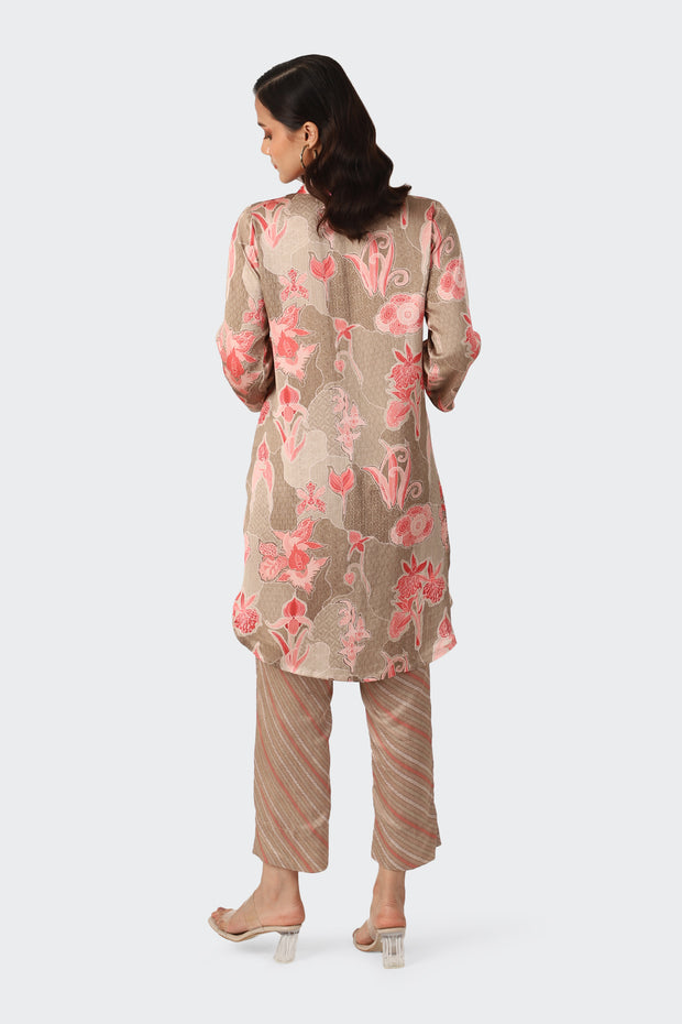 GREIGE PINK FLORAL EMBROIDERED SET