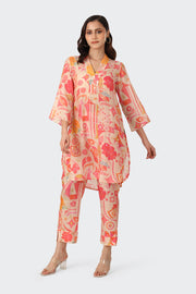 ABSTRACT CREAM PINK EMBROIDRED SET
