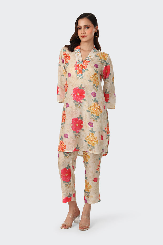 CREAM MARIGOLD EMBROIDERED SET
