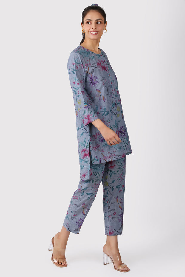 CHAMBRAY FLORAL LOUNGE SET