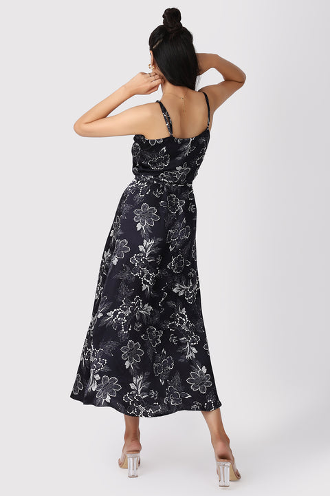 BOTANIQUE WRAP DRESS - BLACK