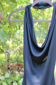 Navy Backless Cowl Neck Top