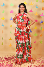 Retro White Embroidered Saree