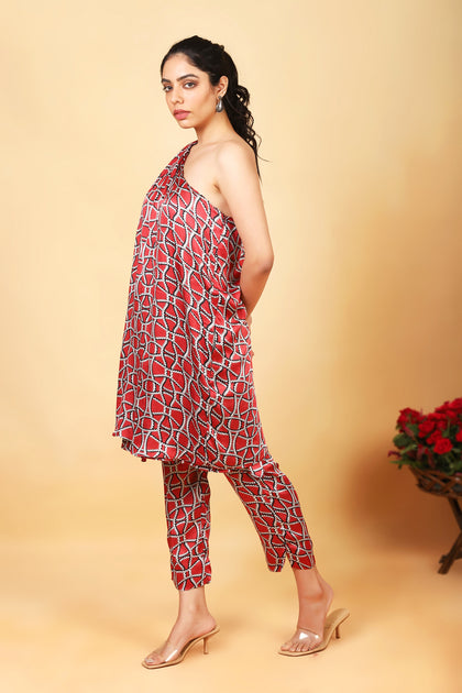 Ruby Red One Shouldered Set – shopstudio23