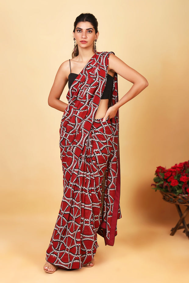 RUBY RED Draped SAREE