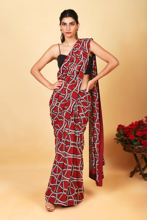 RUBY RED Draped SAREE