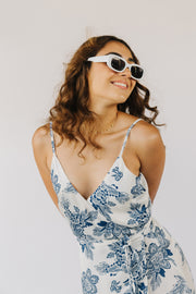 BOTANIQUE WRAP DRESS - BLUE