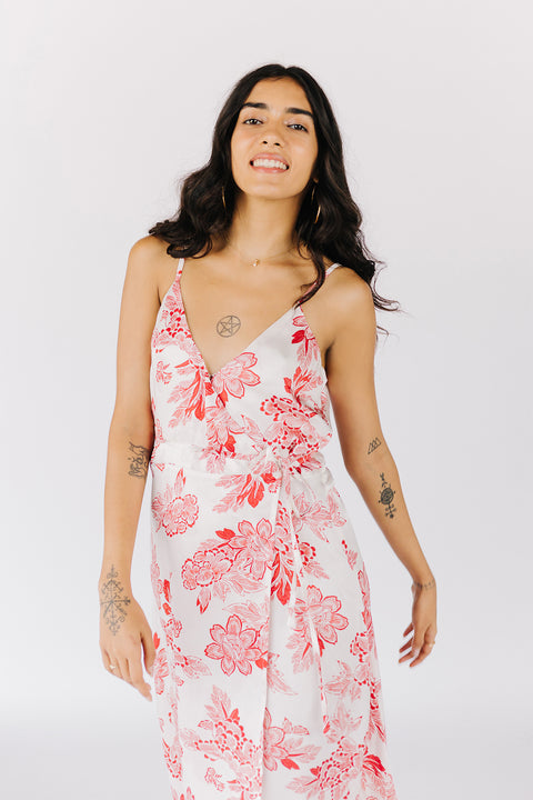 BOTANIQUE WRAP DRESS - RED