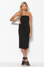 Black Strapless Midi Dress